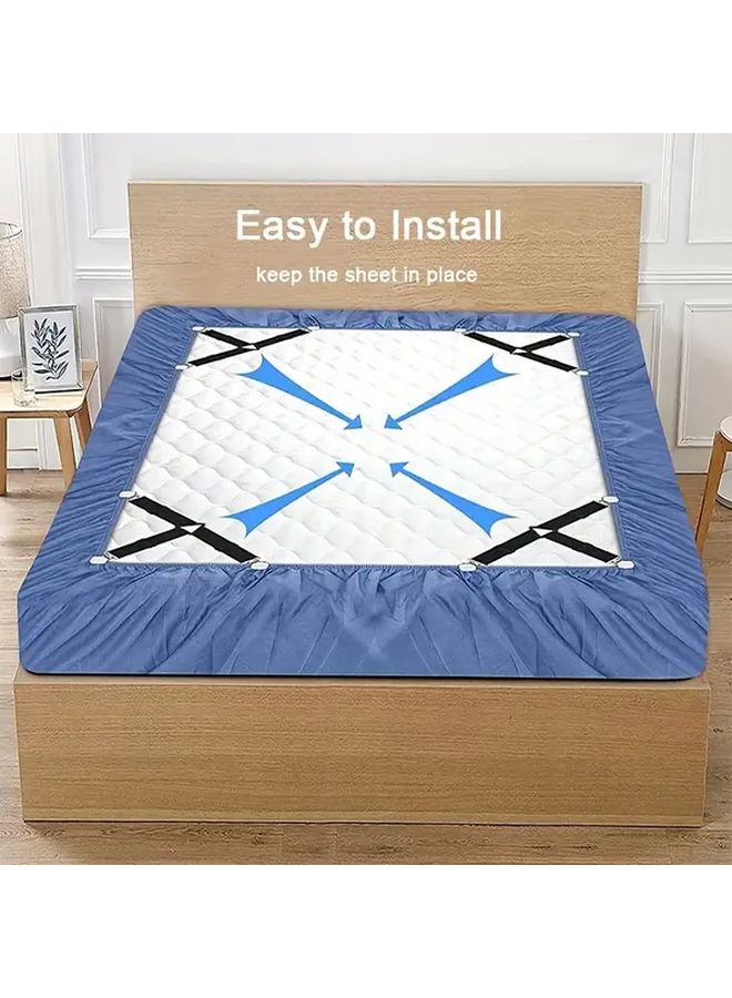 4pcs Black Adjustable Elastic Bed Sheet Clips Secure Fit for Wrinkled Bedding - Image 2